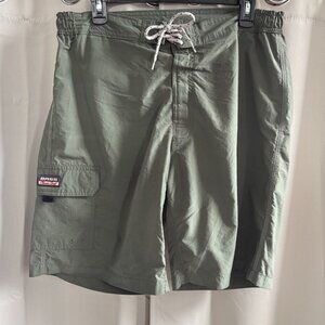 Bass Mens Board Shorts Large Surf Green Classic Cargo Y2K Nylon Gorpcore 18204